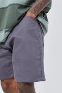 Mens Grey Relaxed Rigid Coated Denim Short