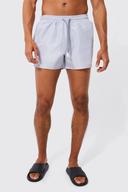 Mens Grey Short Length Plain Drawcord Detail Swim Shorts