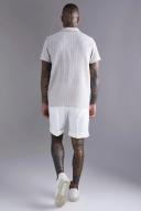 Mens Grey Short Sleeve Revere Textured Shirt