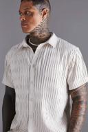 Mens Grey Short Sleeve Stretch Texture Shirt