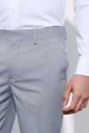 Mens Grey Skinny Cropped Suit Trousers