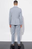 Mens Grey Skinny Cropped Suit Trousers