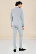 Mens Grey Skinny Double Breasted Suit Jacket