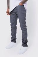 Mens Grey Skinny Stacked Zip Gusset Coated Jean