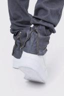 Mens Grey Skinny Stacked Zip Gusset Coated Jean