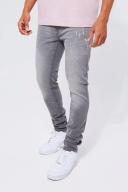 Mens Grey Skinny Stretch Stacked Tinted Jeans