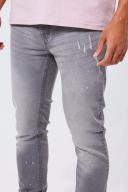 Mens Grey Skinny Stretch Stacked Tinted Jeans