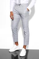 Mens Grey Slim Crop Check Suit Trousers