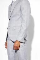 Mens Grey Slim Fit Single Breasted Check Suit Jacket