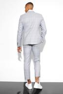 Mens Grey Slim Fit Single Breasted Check Suit Jacket