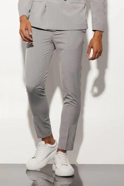 Mens Grey Super Skinny Suit Trousers