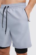 Mens Grey Tall 2in1 Mid Length Swim Short