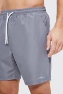 Mens Grey Tall Man Signature Mid Length Swim Shorts