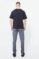 Mens Grey Tall Skinny Stacked Zip Gusset Coated Jean