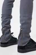 Mens Grey Tall Skinny Stacked Zip Gusset Coated Jean