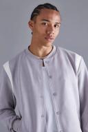 Mens Grey Tall Suedette Varsity Bomber
