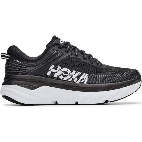 Mens Hoka Bondi 7 Black/White / 15