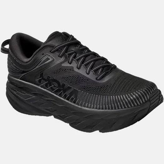 Mens Hoka Bondi 7 Wide (2E) Black/White / 8