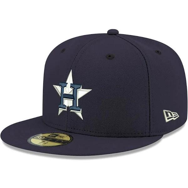 Mens Houston Astros New Era Astros Logo White 59FIFTY Fitted Cap Navy/Navy