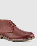 Mens Hush Puppies Terminal Wide Dark Brown Tumbled Leather Work Lace Up Boots