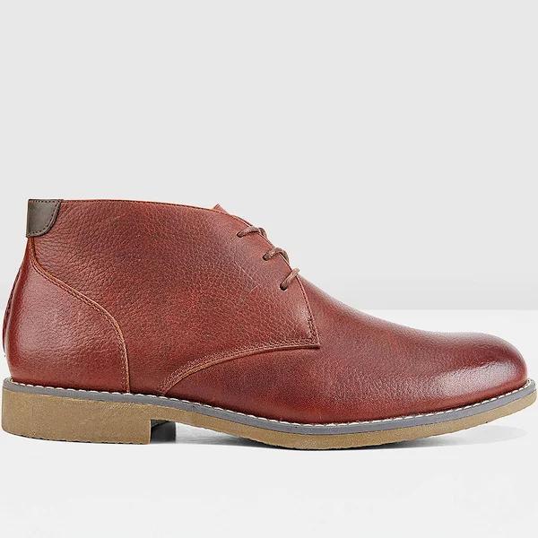Mens Hush Puppies Terminal Wide Dark Brown Tumbled Leather Work Lace Up Boots