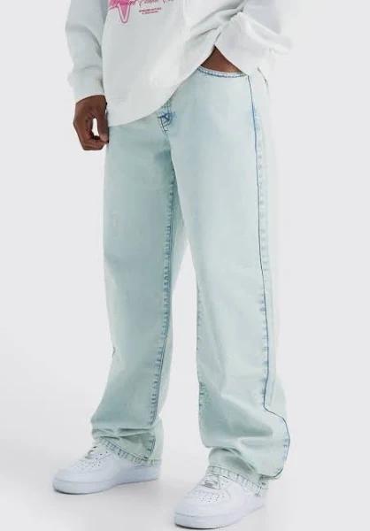 Mens Ice Blue Baggy Rigid Jean