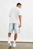 Mens Ice Blue Parachute Fit Denim Shorts