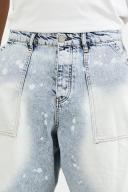 Mens Ice Blue Parachute Fit Denim Shorts