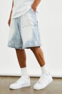 Mens Ice Blue Parachute Fit Denim Shorts