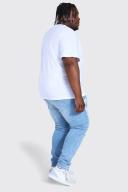 Mens Ice Blue Plus Skinny Stretch Stacked Leg Ripped Jeans