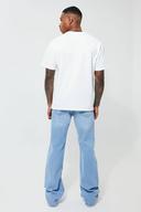 Mens Ice Blue Relaxed Flare All Over Ripped Jeans