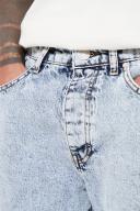 Mens Ice Blue Relaxed Rigid Dove Embroidered Jean