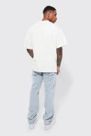 Mens Ice Blue Relaxed Rigid Dove Embroidered Jean