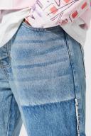 Mens Ice Blue Relaxed Rigid Ripped Knee Flare Jeans