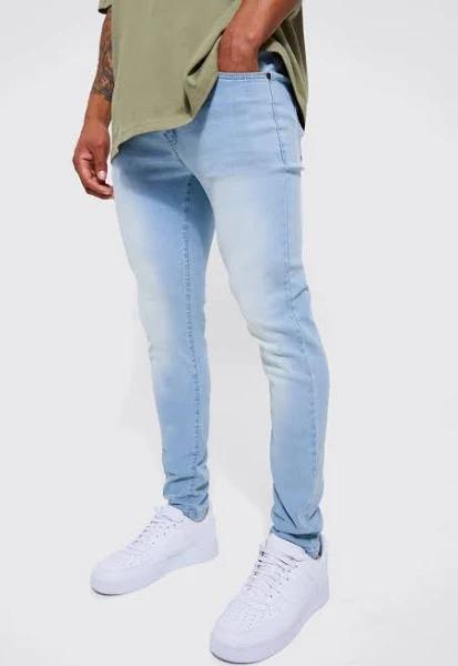 Mens Ice Blue Skinny Stretch Jeans