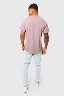 Mens Ice Blue Skinny Stretch Ripped Knee Crinkle Jeans