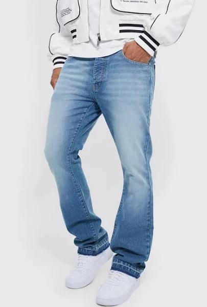 Mens Ice Blue Slim Rigid Flare Jeans