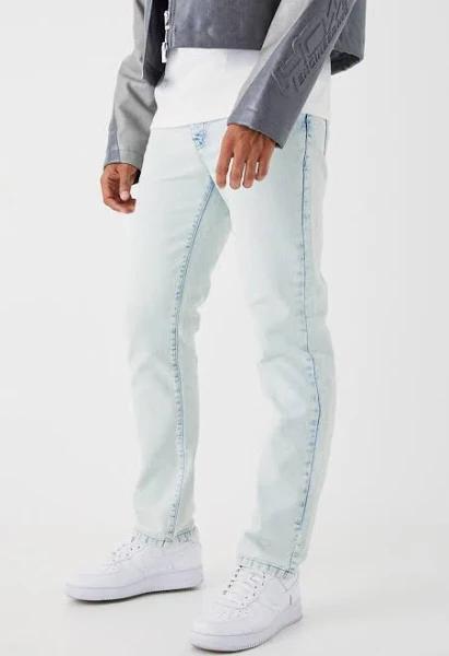 Mens Ice Blue Straight Rigid Jean