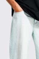 Mens Ice Blue Tall Baggy Fit Rigid Denim Jean