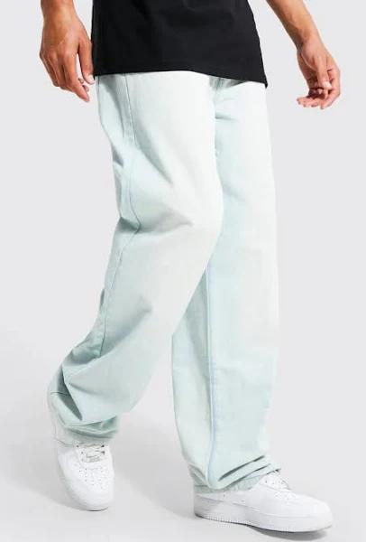 Mens Ice Blue Tall Baggy Fit Rigid Denim Jean