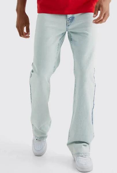 Mens Ice Blue Tall Relaxed Rigid Flare Jean