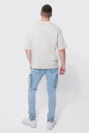Mens Ice Blue Tall Skinny Fit Large Biker Panel Jean