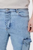 Mens Ice Blue Tall Skinny Fit Large Biker Panel Jean