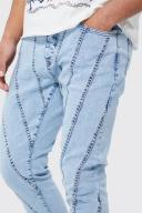 Mens Ice Blue Tall Skinny Stretch Panelled Jeans