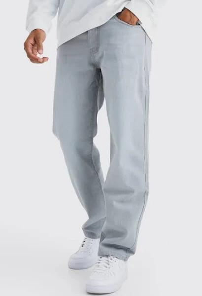 Mens Ice Grey Relaxed Rigid Jean