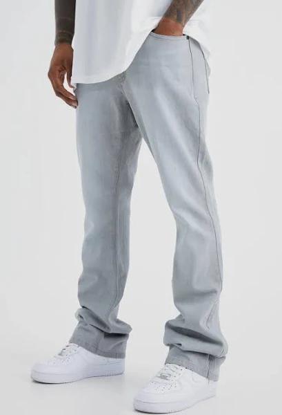 Mens Ice Grey Slim Rigid Flare Jean
