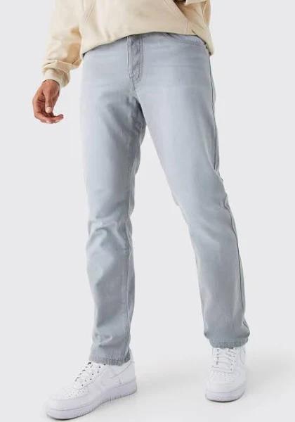 Mens Ice Grey Straight Rigid Jean