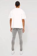 Mens Ice Grey Tall Super Skinny Fit Double Biker Panel Jean