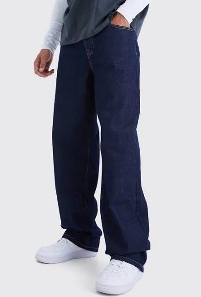 Mens Indigo Tall Baggy Rigid Jean