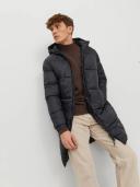Mens Jack & Jones Longline Padded Coat - Black